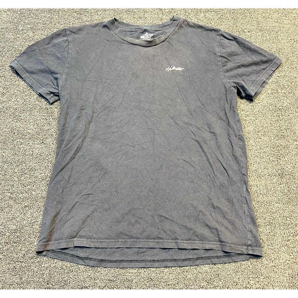 Hollister California Crew Neck Relaxed Fit T Shirt Mens Small Black Script Logo